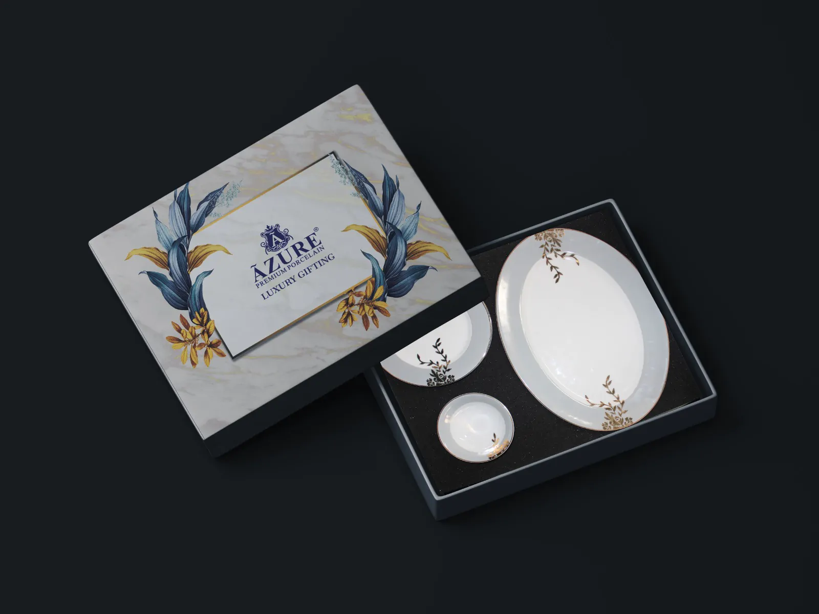 PLATTER & PLATE GIFT SET – 5-Piece Premium Porcelain Collection PLATTER & PLATE GIFT SET – 5-Piece Premium Porcelain Collection