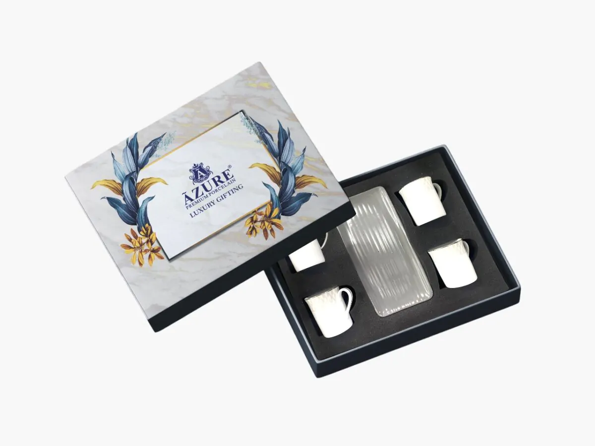 SIP & SNACK GIFT SET – Grey (5-Piece Premium Porcelain Set)