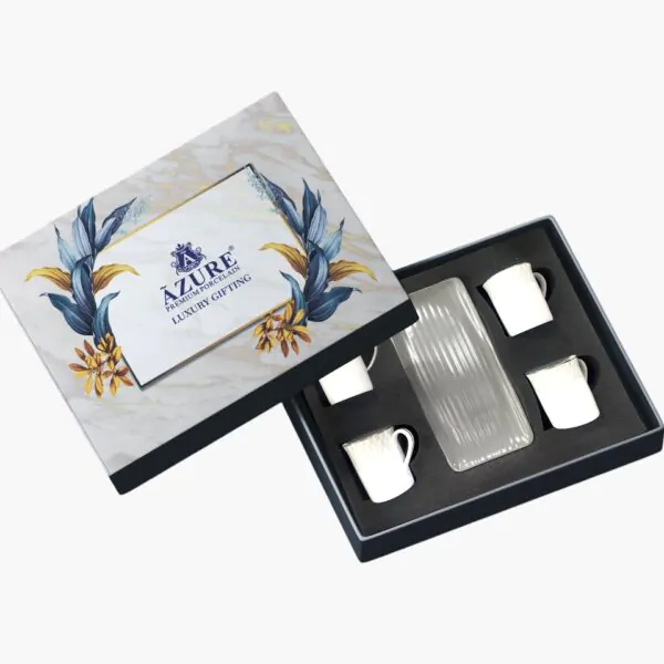 SIP & SNACK GIFT SET – Grey (5-Piece Premium Porcelain Set)