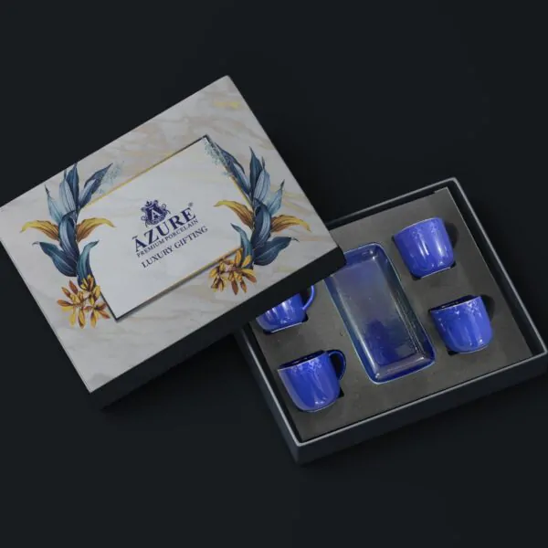 SIP & SNACK GIFT SET – Dark Blue (5-Piece Premium Porcelain Set)
