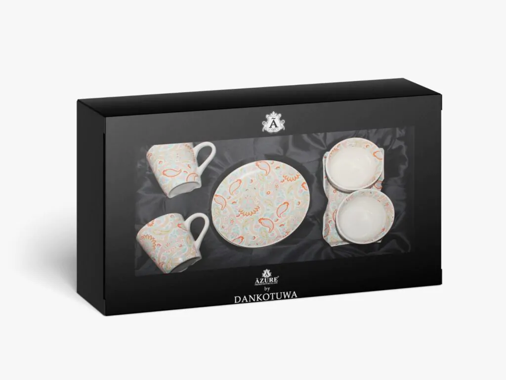 BHUMIJA GIFT SET – SAFFRON | 7-Piece Premium Stoneware Snack Set