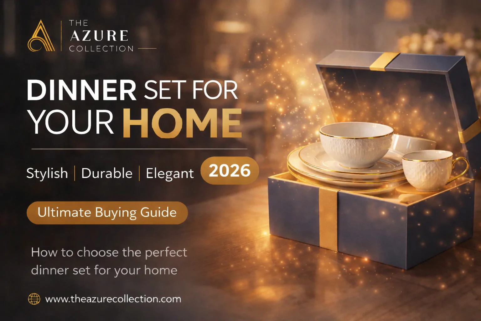 Elegant dinner set in a luxury gift box with golden accents for modern home dining 2026